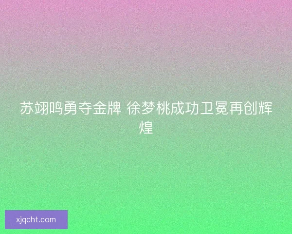 苏翊鸣勇夺金牌 徐梦桃成功卫冕再创辉煌
